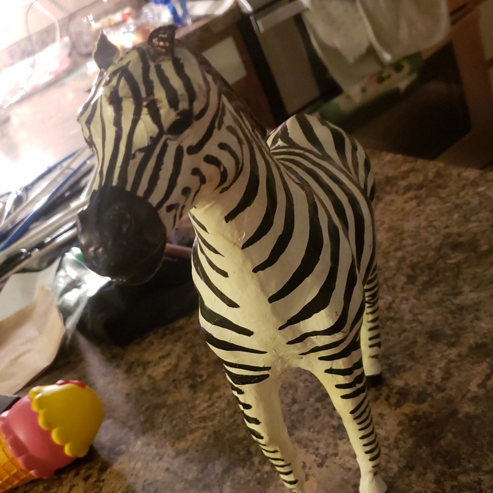 Hand painted leather zebra
